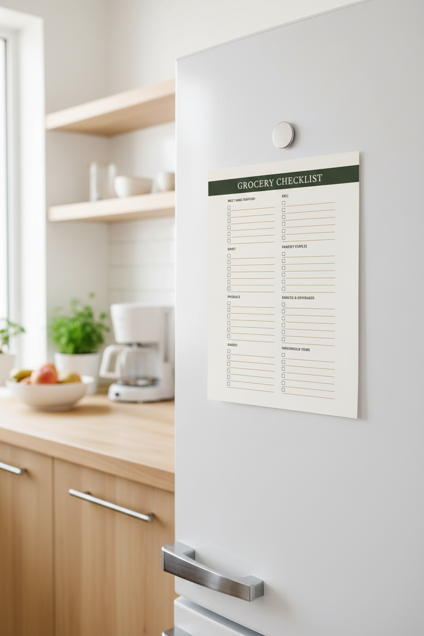Grocery Checklist Fridge Mockup