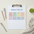 Printable weekly cleaning checklist with daily tasks organized by day of the week