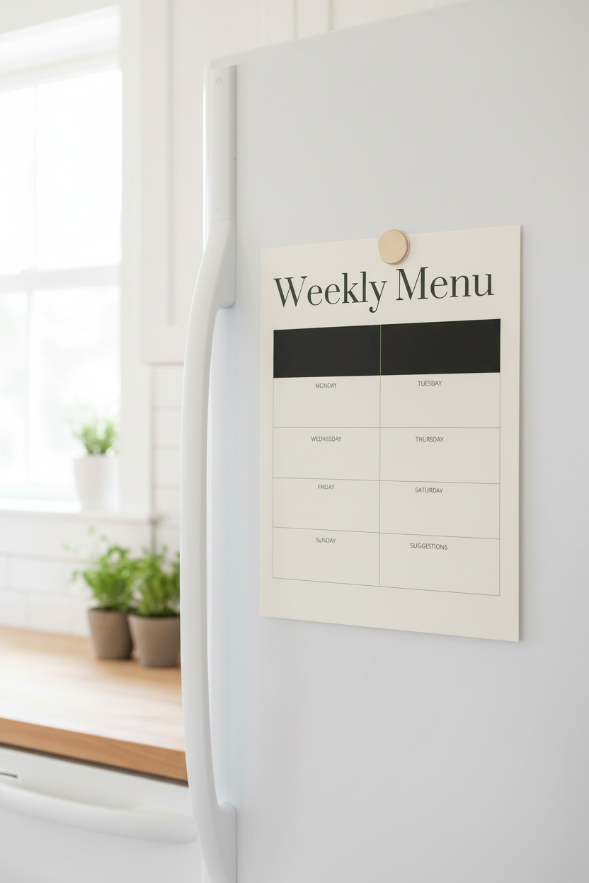 Weekly Menu Fridge Mockup